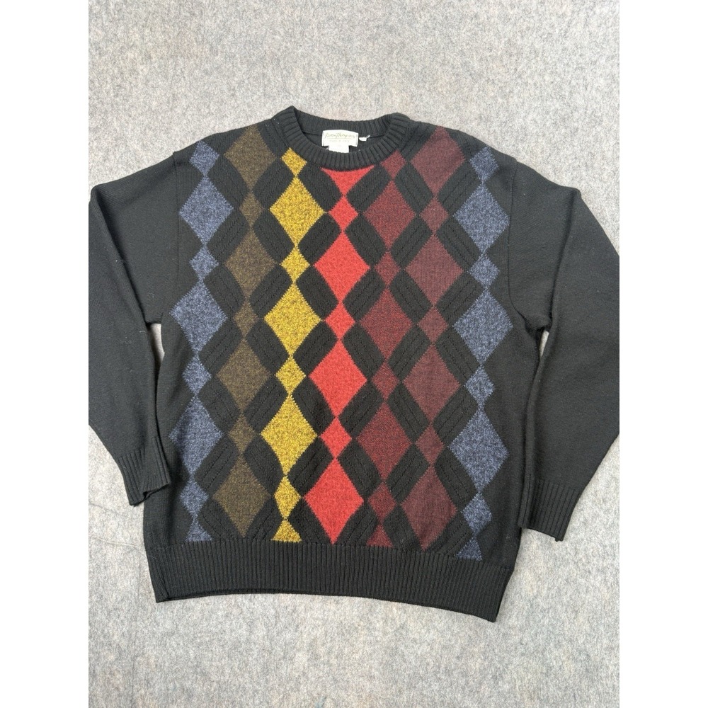 Norm Thompson Vintage 80's Men's Medium Colorblock‎ Argyle Sweater L